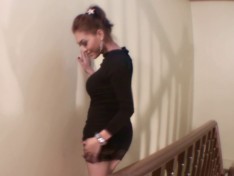 Saphire on the stairs